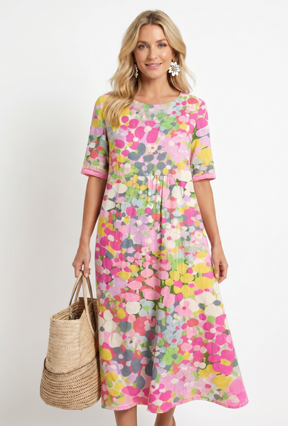 Elena | Vestido midi floral suelto y ligero