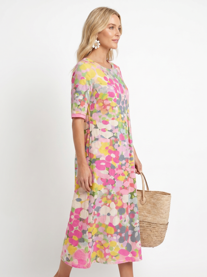 Elena | Vestido midi floral suelto y ligero